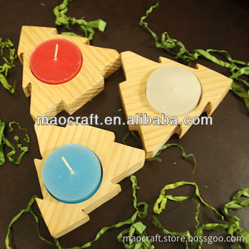 pine tree shape wooden candle holder, tealight candle holder
